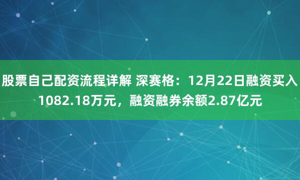 股票自己配资流程详解 深赛格：12月22日融资买入1082.18万元，融资融券余额2.87亿元